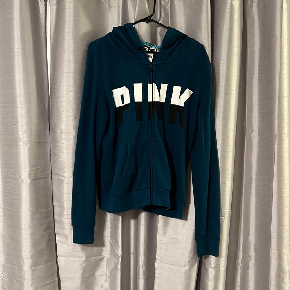 PINK Zip Up Sweatshirt. Size Large.